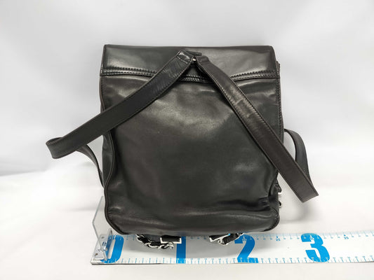 CHANEL Lambskin Coco Mark Backpack with Silver Hardware, Black Seal, Card, 3914567, Includes Card and Dust Bag