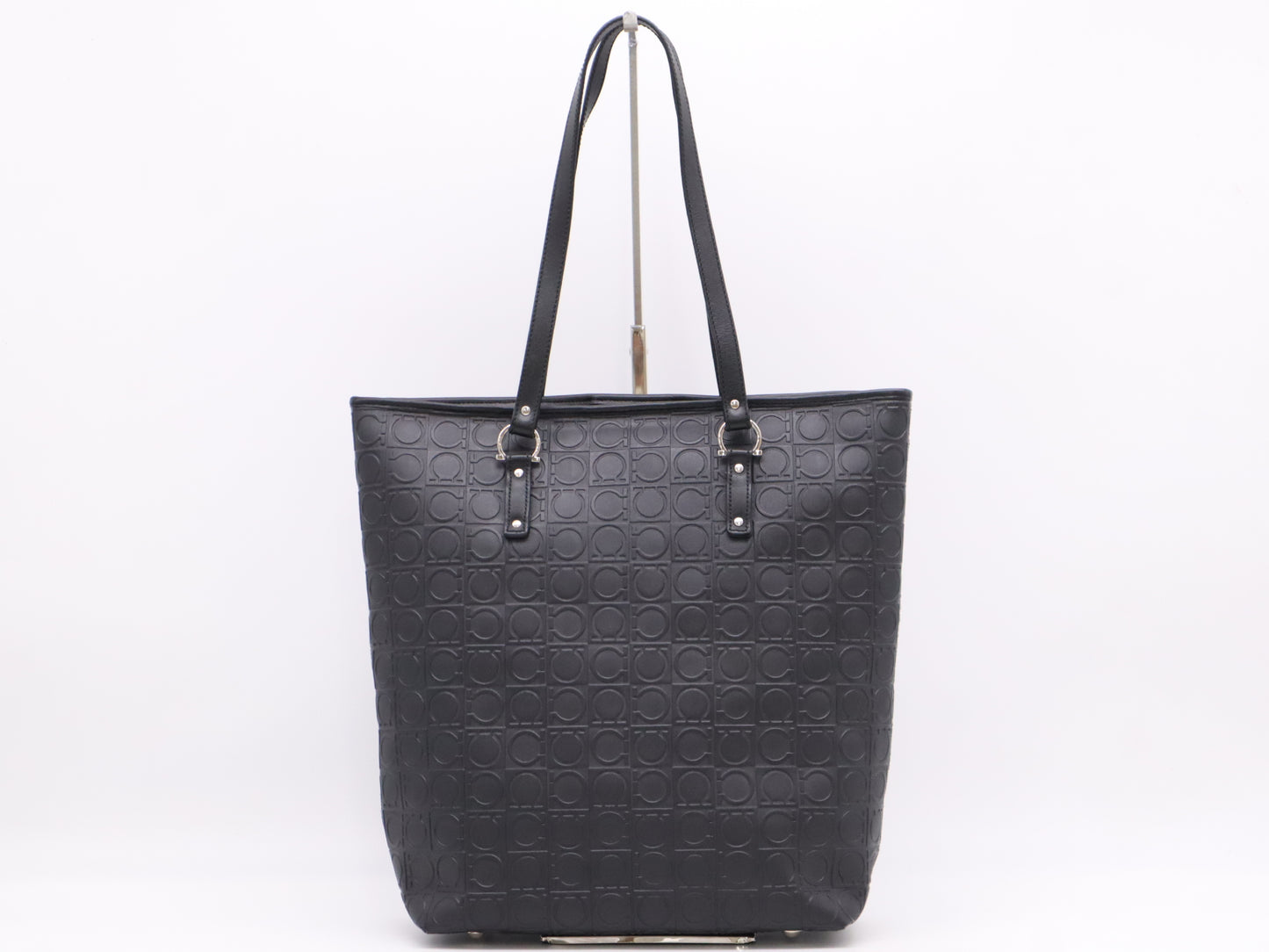 Salvatore Ferragamo Leather Gancini Tote Bag Black Tote Bag