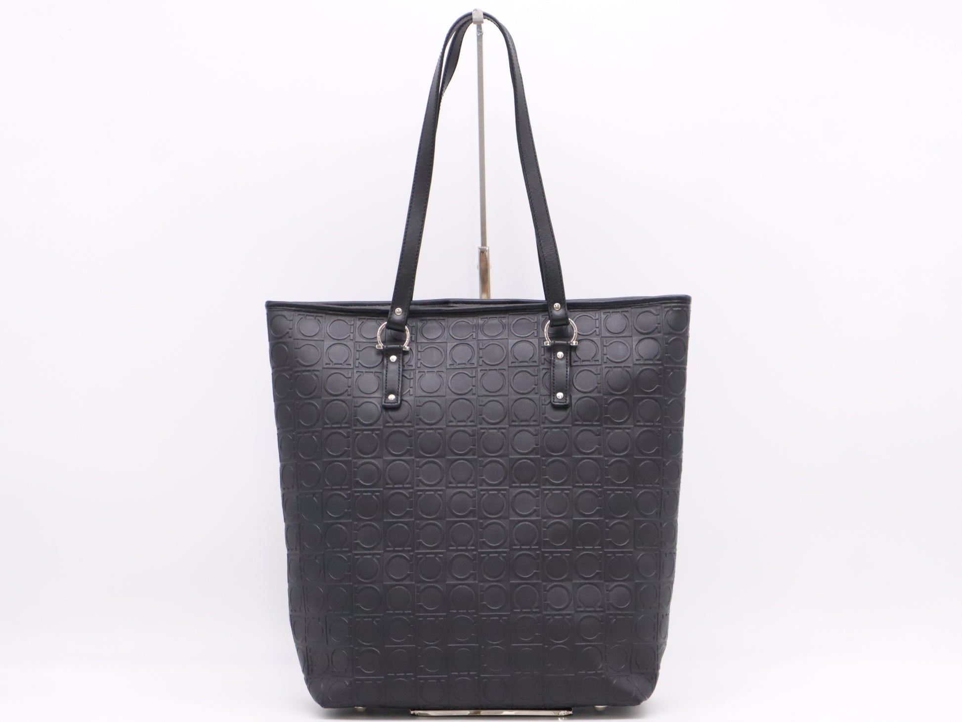 Salvatore Ferragamo Leather Gancini Tote Bag Black Tote Bag