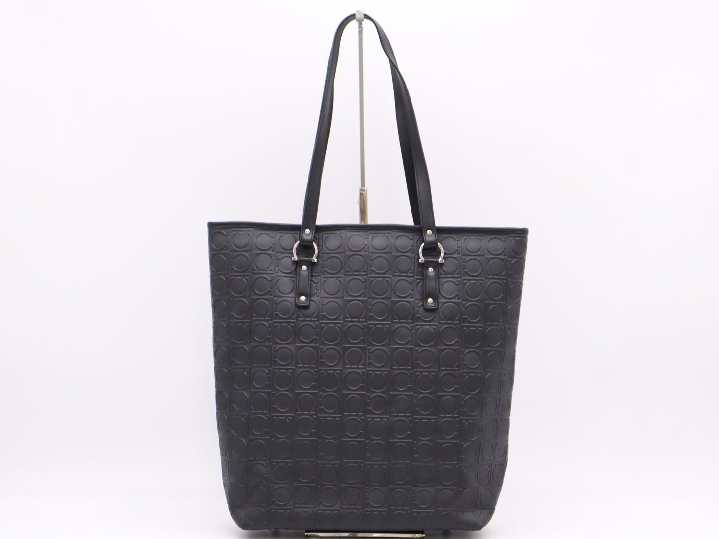 Salvatore Ferragamo Leather Gancini Tote Bag Black Tote Bag