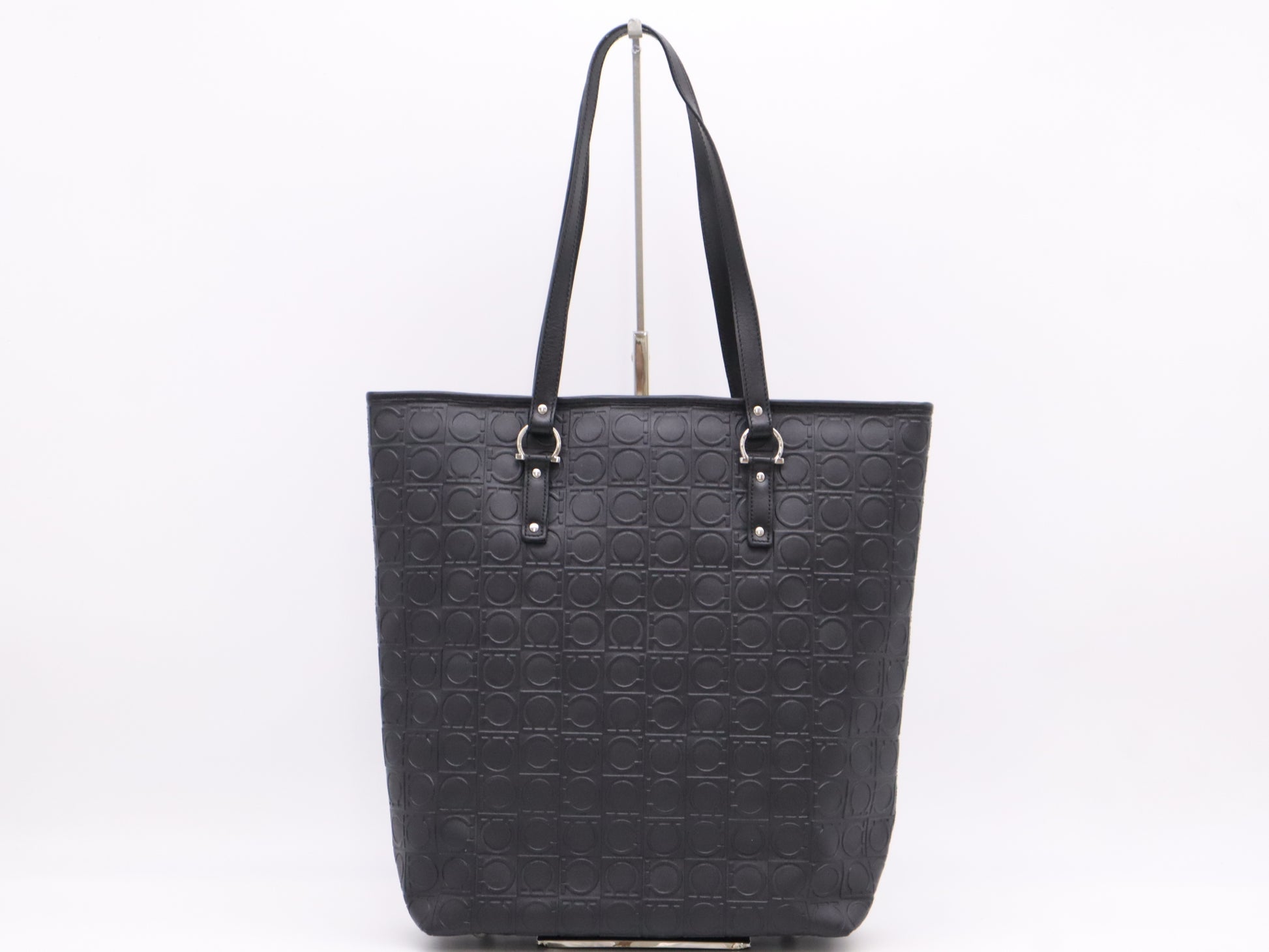 Salvatore Ferragamo Leather Gancini Tote Bag Black Tote Bag