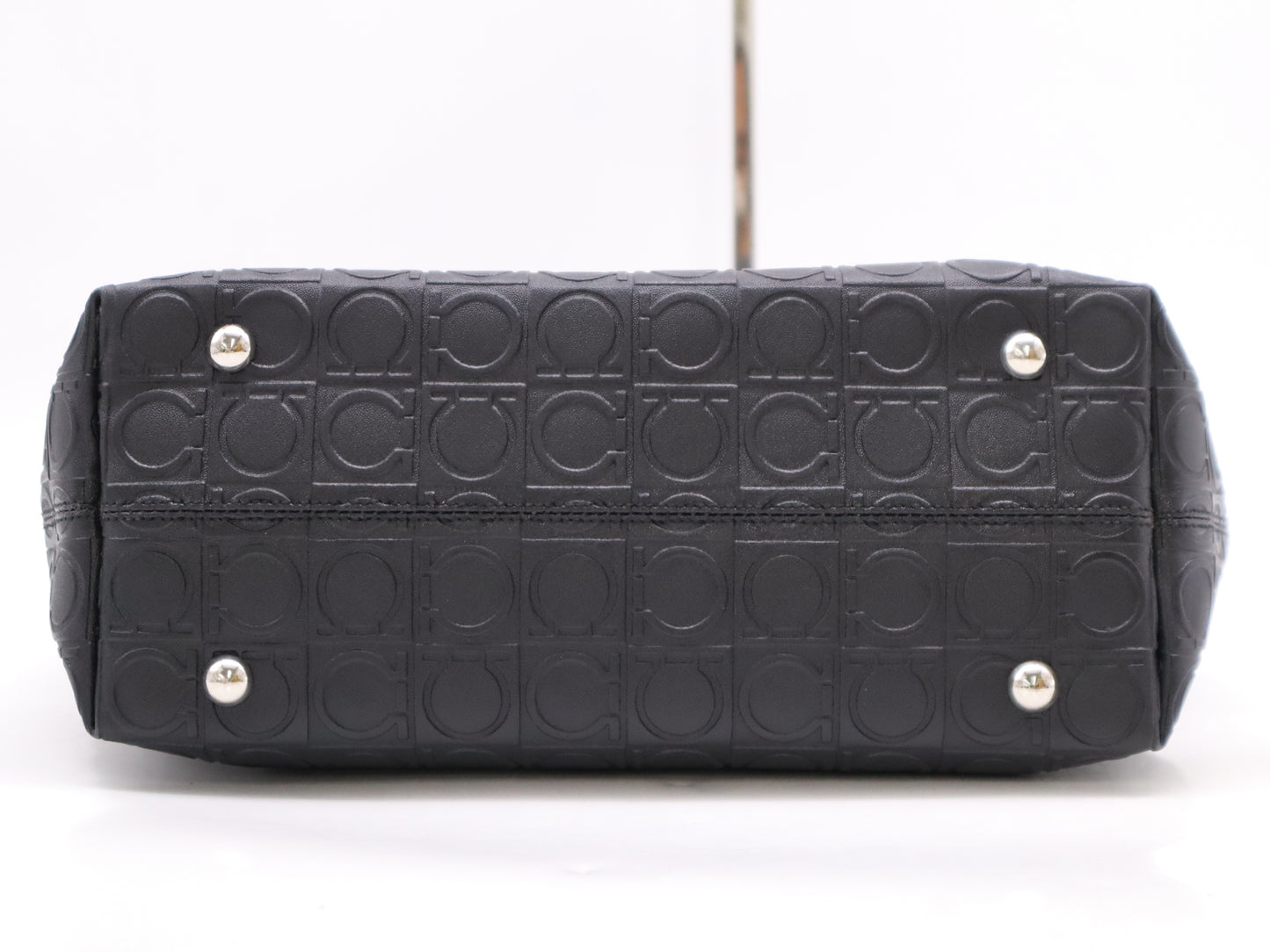 Salvatore Ferragamo Leather Gancini Tote Bag Black Tote Bag