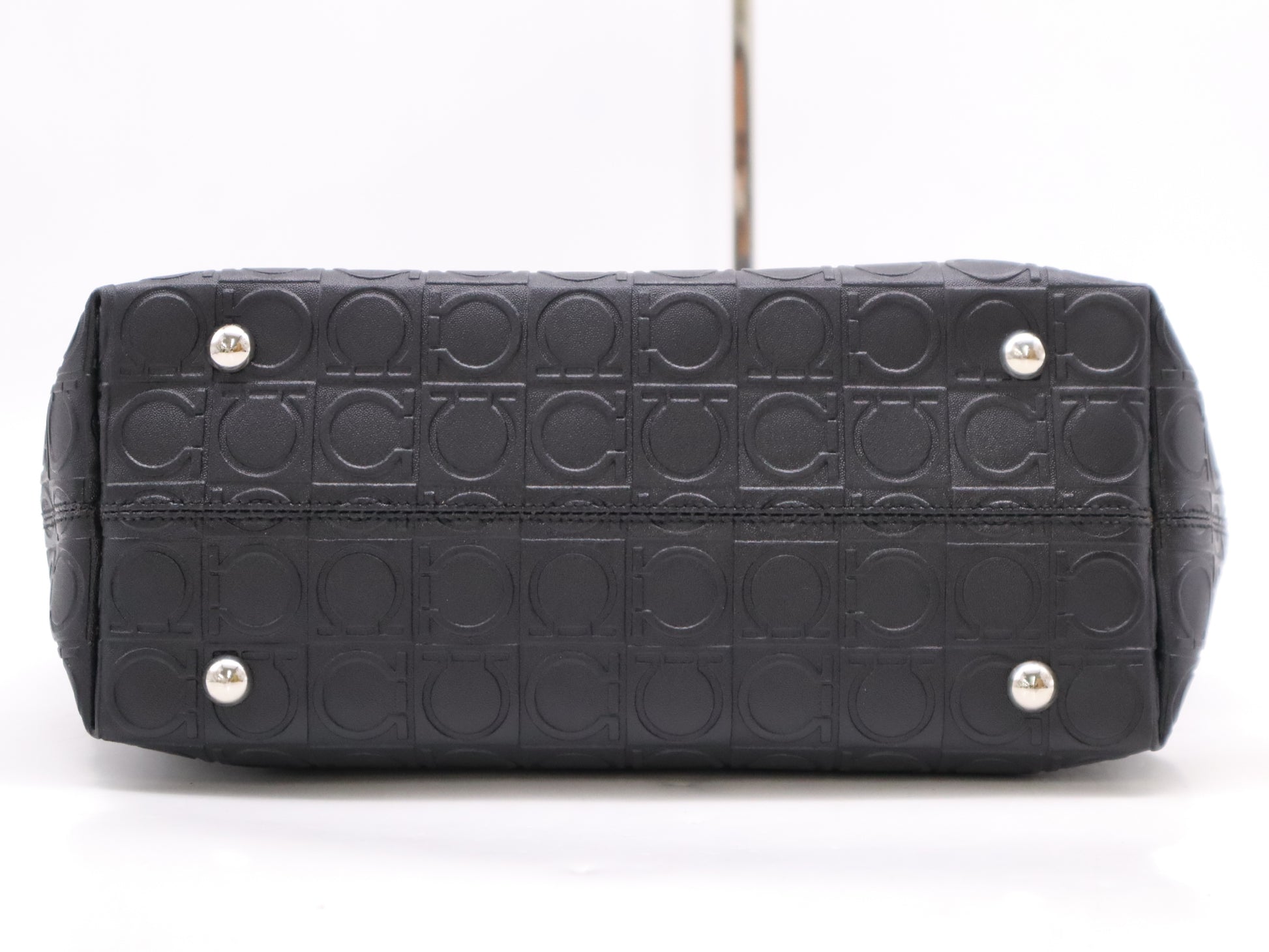 Salvatore Ferragamo Leather Gancini Tote Bag Black Tote Bag