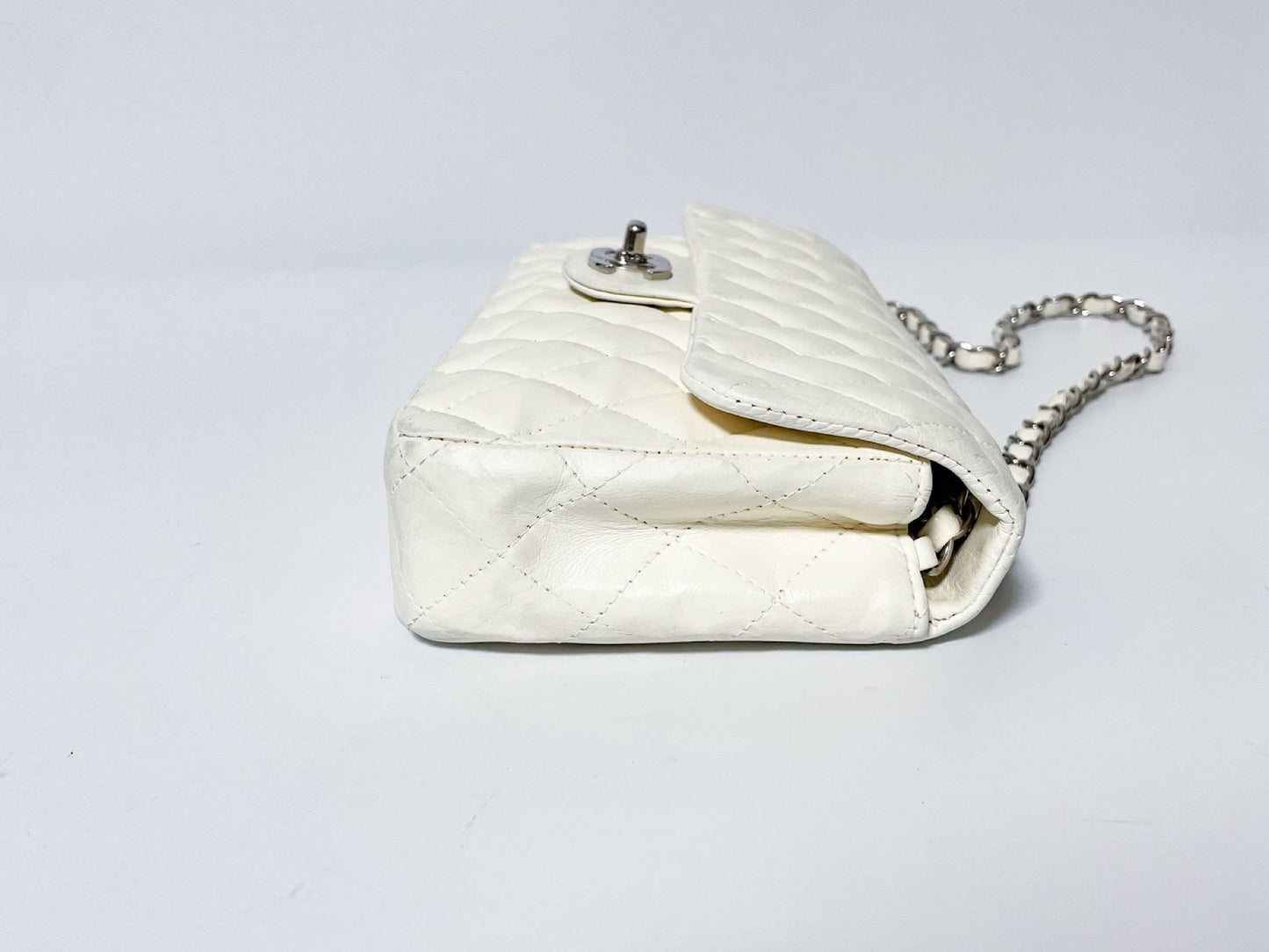 CHANEL Single Flap White Shoulder Bag