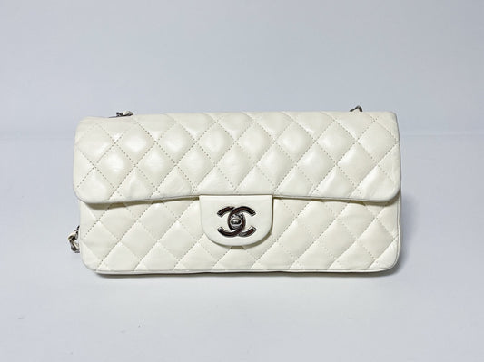 CHANEL Single Flap White Shoulder Bag