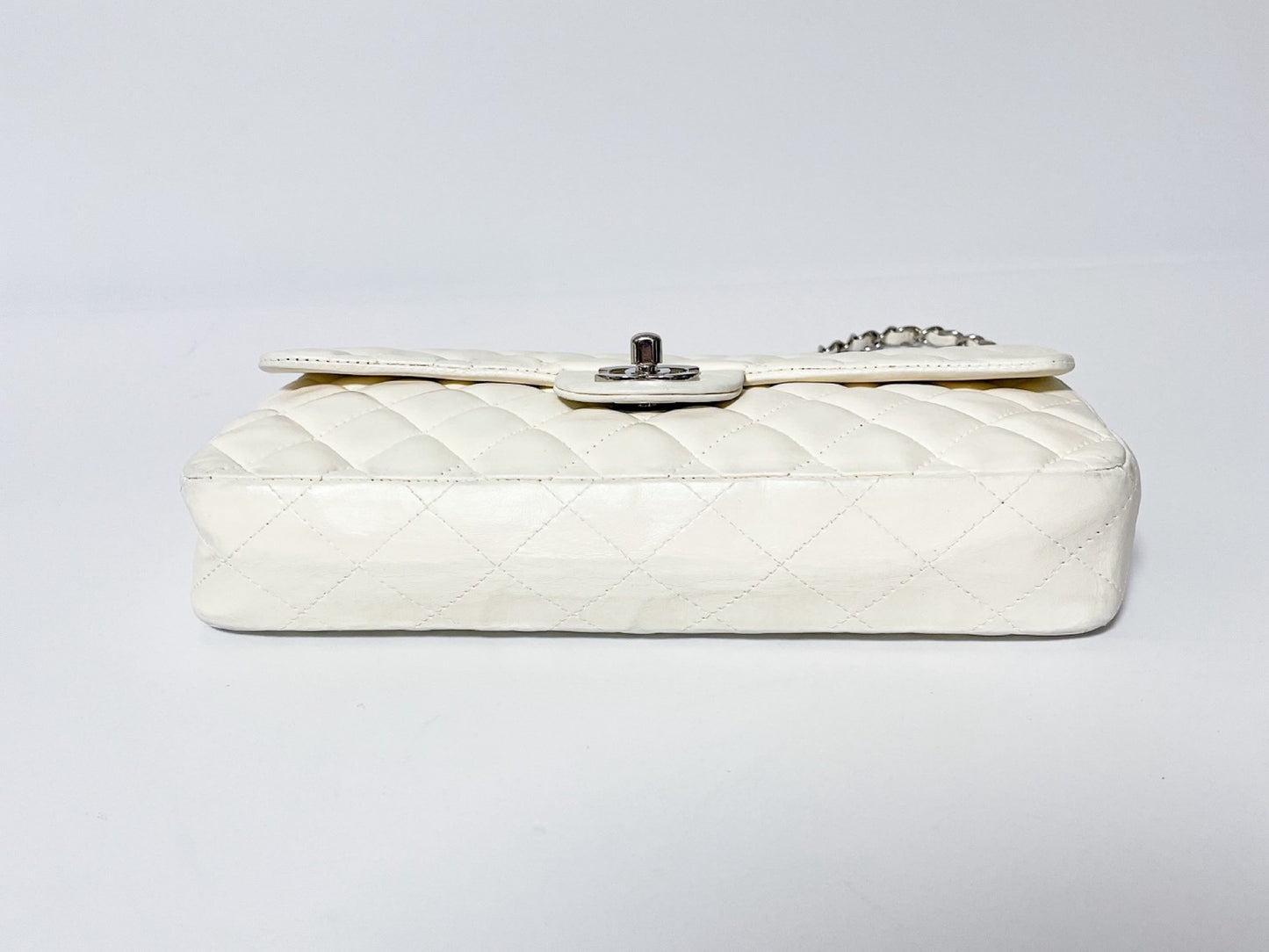 CHANEL Single Flap White Shoulder Bag