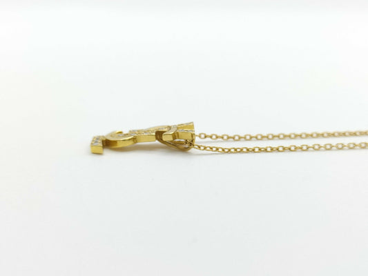 Yves Saint Laurent Logo D0.11ct K18 3.4g Necklace in Precious Metal