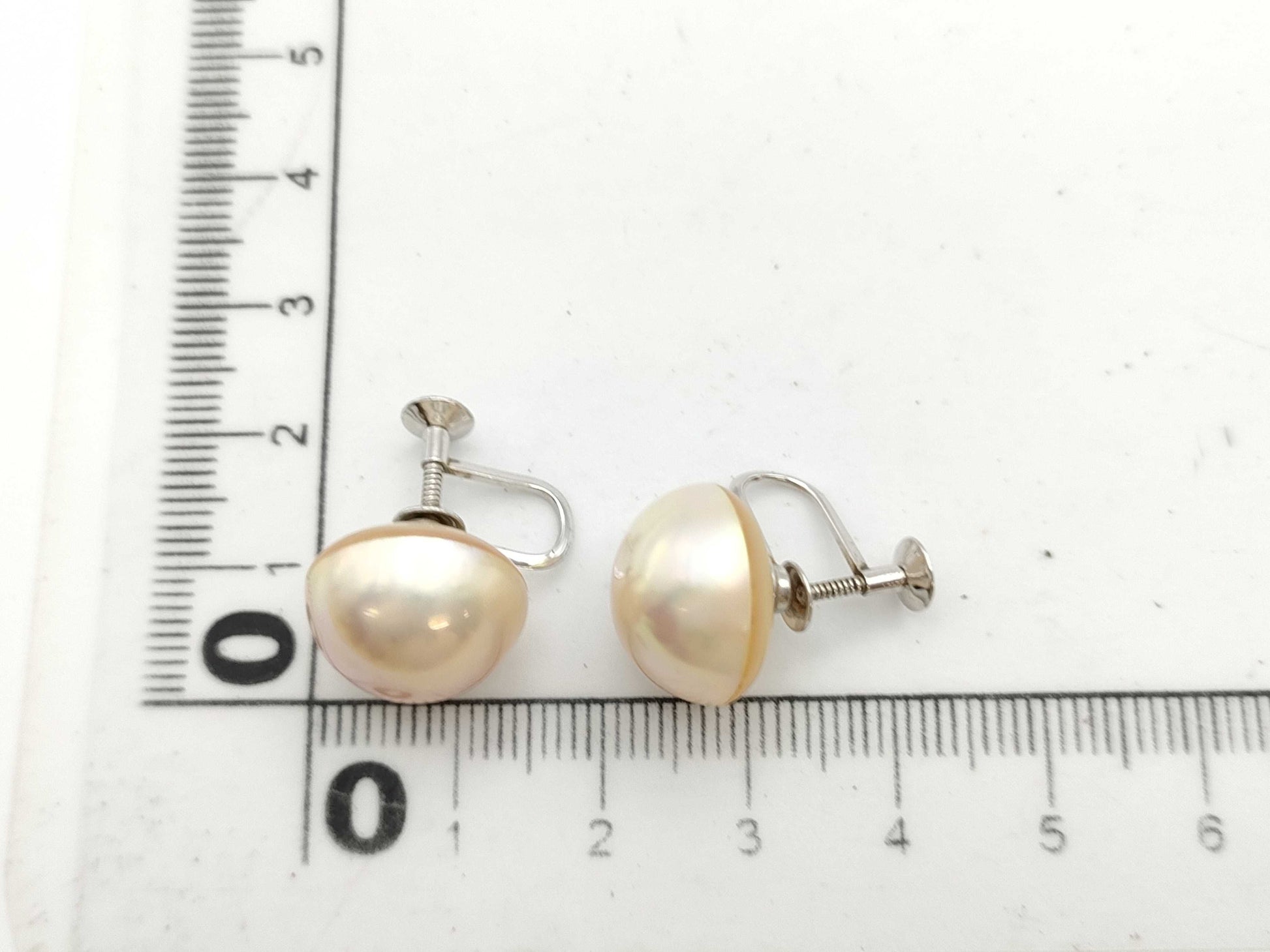 TASAKI Mabe Pearl Diameter Approx. 14.0mm K14WG 5.6g Earrings