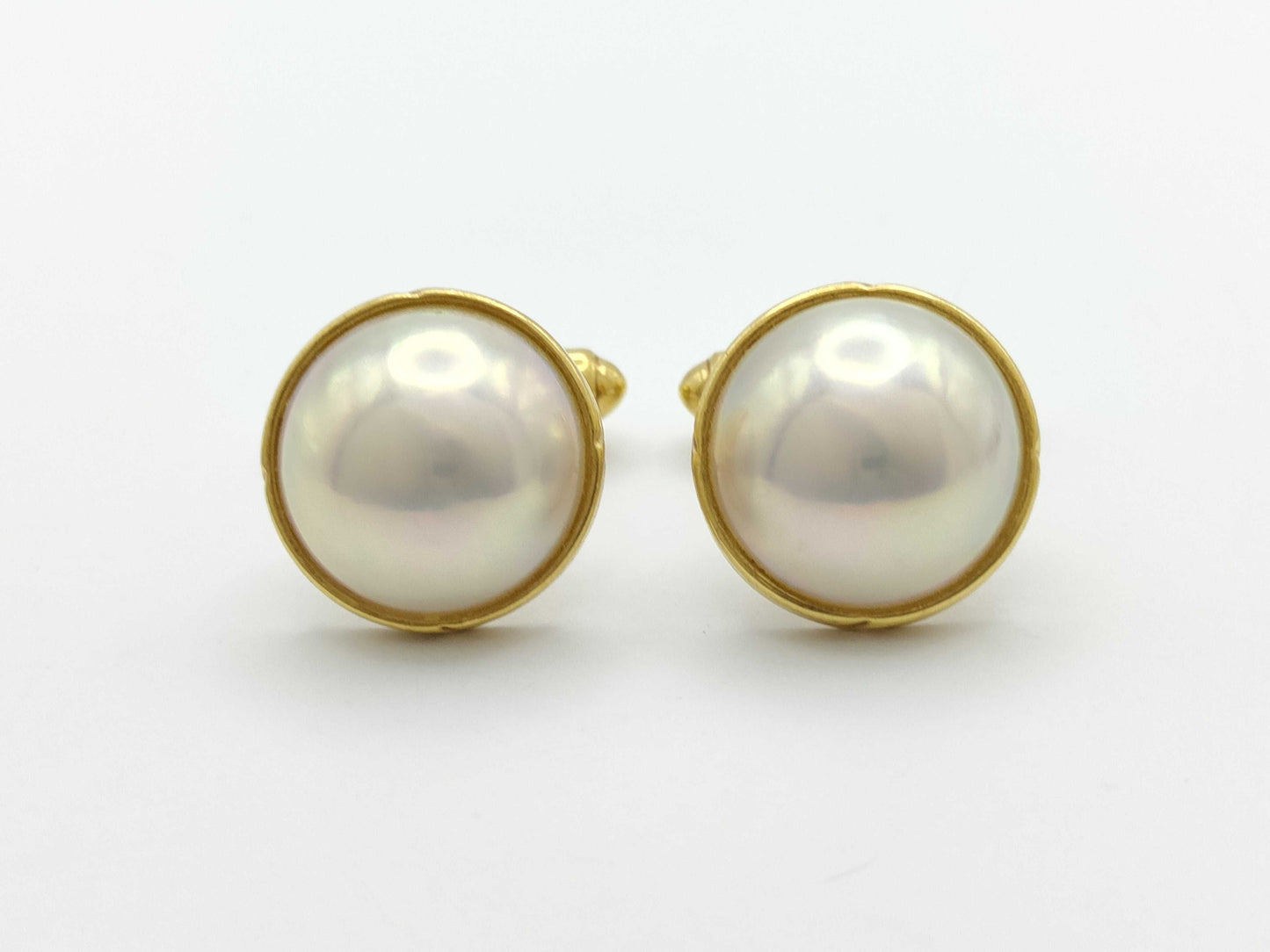 TASAKI Mabe Pearl Diameter Approx. 12.4mm K18 10.0g Tie Pin Cuffs