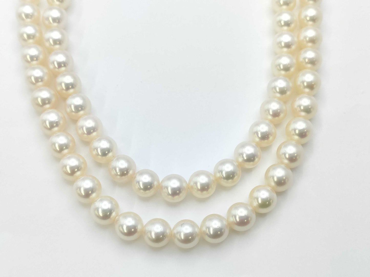 TASAKI 2-row colored stone pearl diameter approx. 7.4-7.8mm K14WG 77.4g necklace