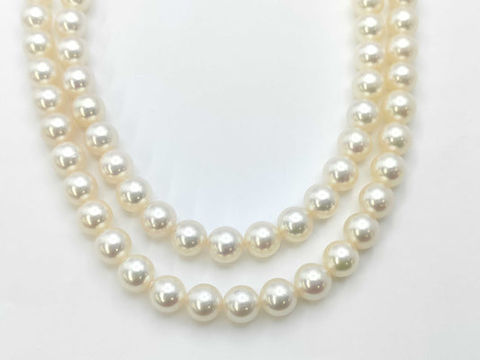 TASAKI 2-row colored stone pearl diameter approx. 7.4-7.8mm K14WG 77.4g necklace