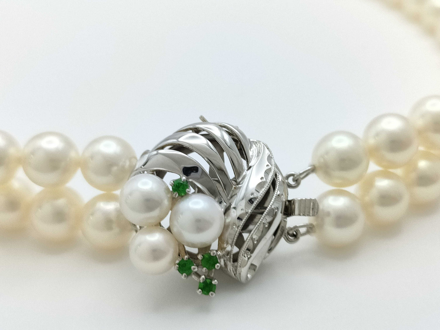 TASAKI 2-row colored stone pearl diameter approx. 7.4-7.8mm K14WG 77.4g necklace