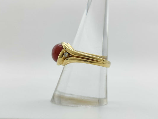 POLA Coral Diameter Approx. 8.0*9.5mm D0.04ct 750 8.2g Ring
