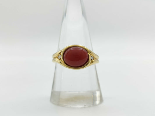 POLA Coral Diameter Approx. 8.0*9.5mm D0.04ct 750 8.2g Ring