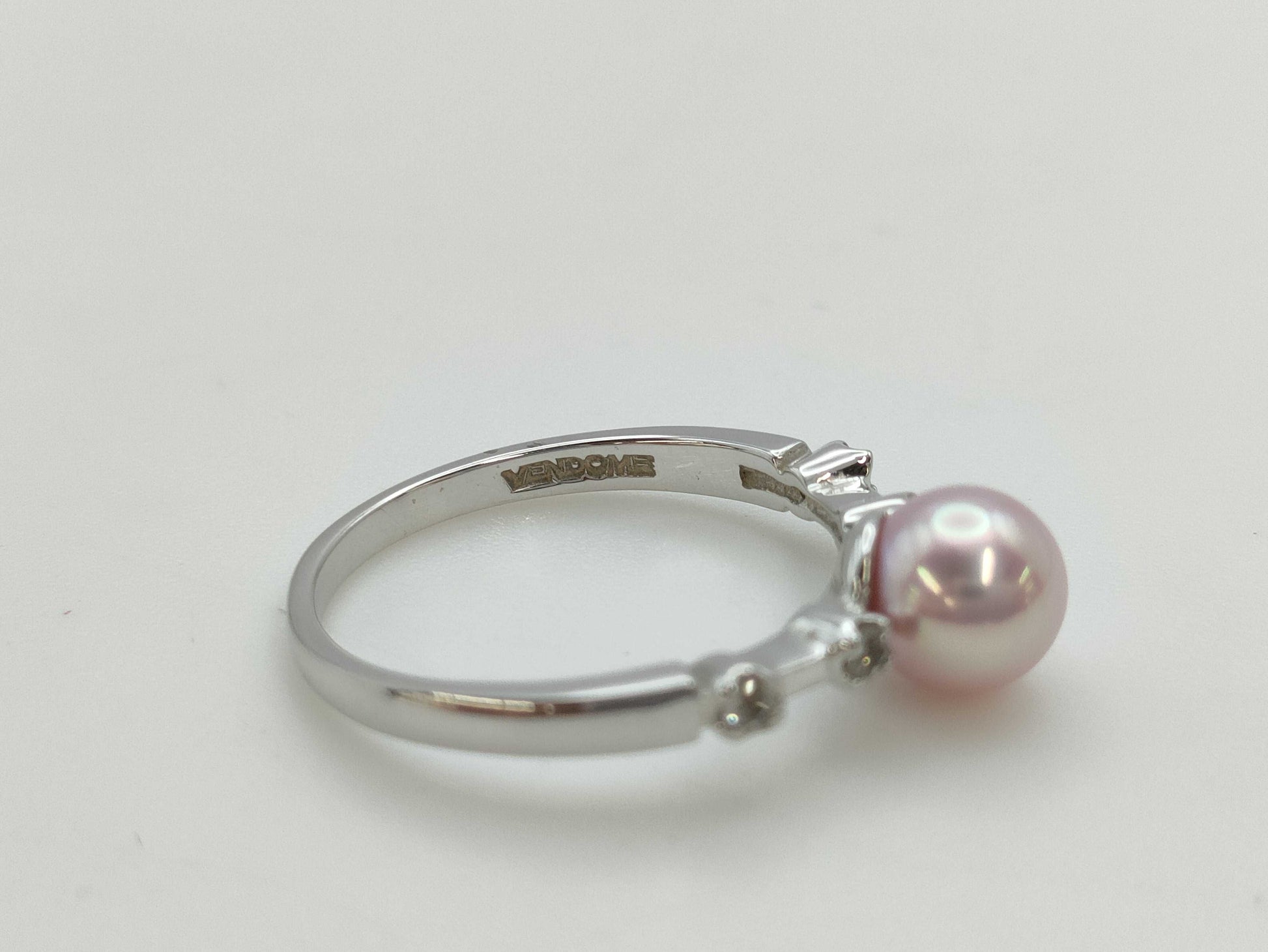 Vendome Aoyama Pearl Diameter Approx. 6.0mm Transparent Stone K18WG 2.0g Ring