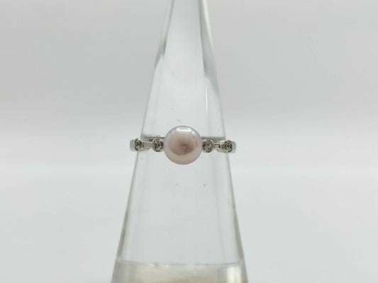 Vendome Aoyama Pearl Diameter Approx. 6.0mm Transparent Stone K18WG 2.0g Ring