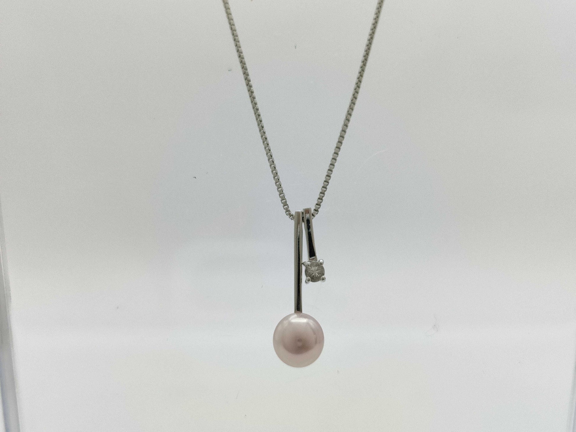 Vendome Aoyama Pearl Diameter Approx. 6.4mm Transparent Stone K18WG 3.2g Necklace