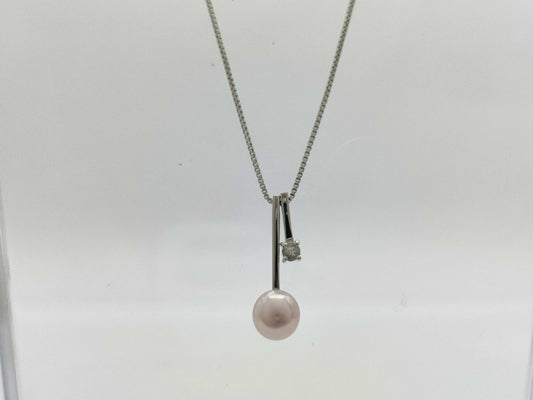 Vendome Aoyama Pearl Diameter Approx. 6.4mm Transparent Stone K18WG 3.2g Necklace