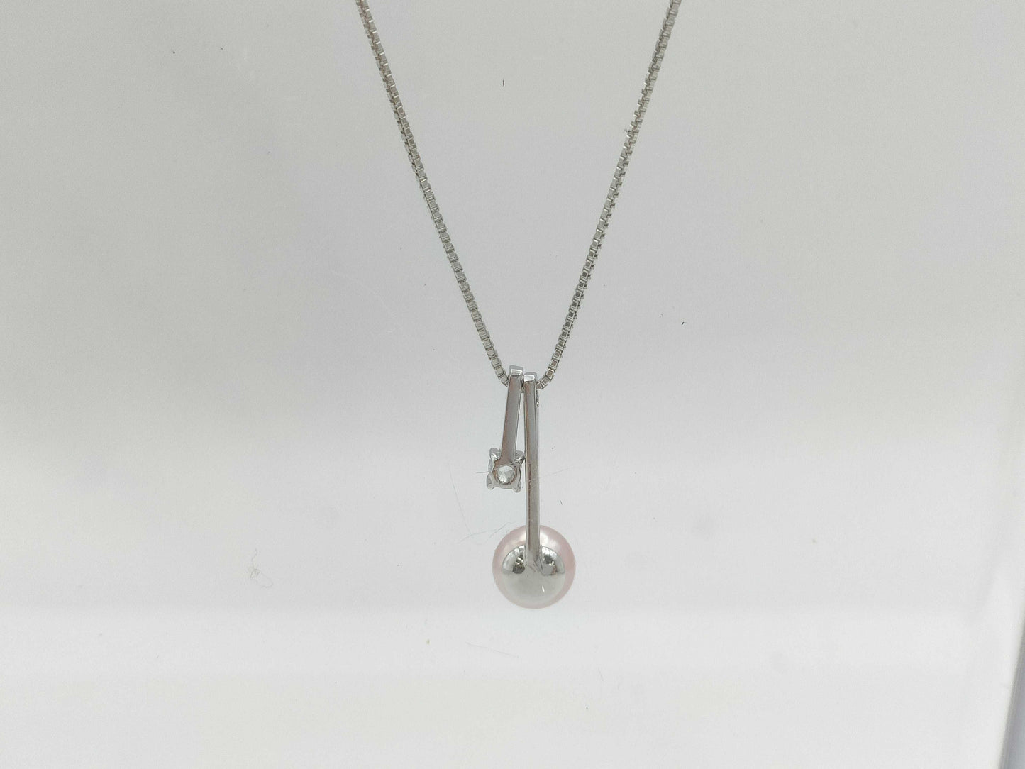 Vendome Aoyama Pearl Diameter Approx. 6.4mm Transparent Stone K18WG 3.2g Necklace