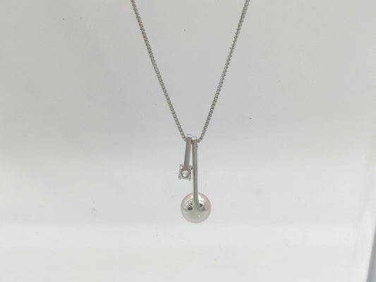 Vendome Aoyama Pearl Diameter Approx. 6.4mm Transparent Stone K18WG 3.2g Necklace