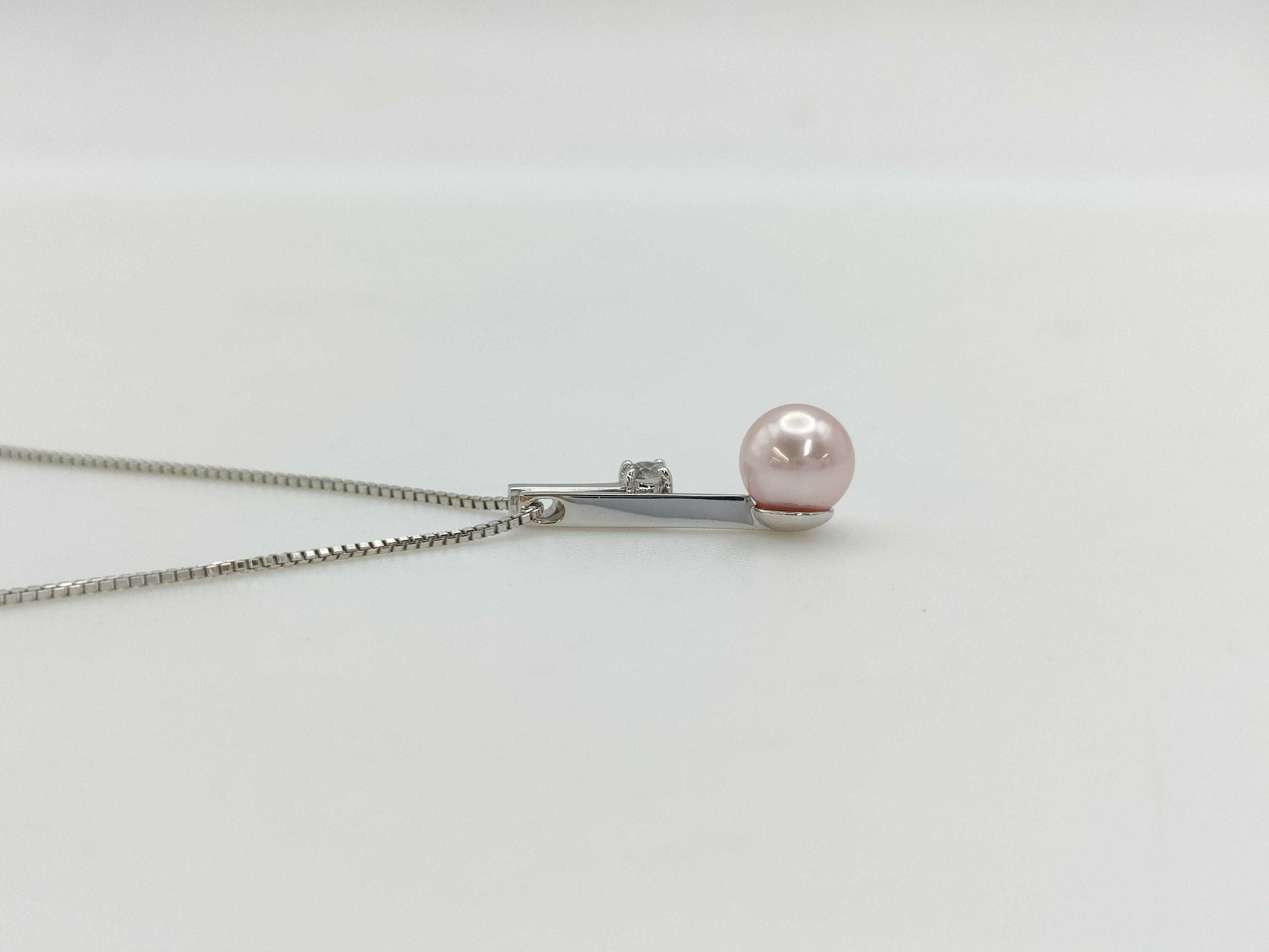 Vendome Aoyama Pearl Diameter Approx. 6.4mm Transparent Stone K18WG 3.2g Necklace