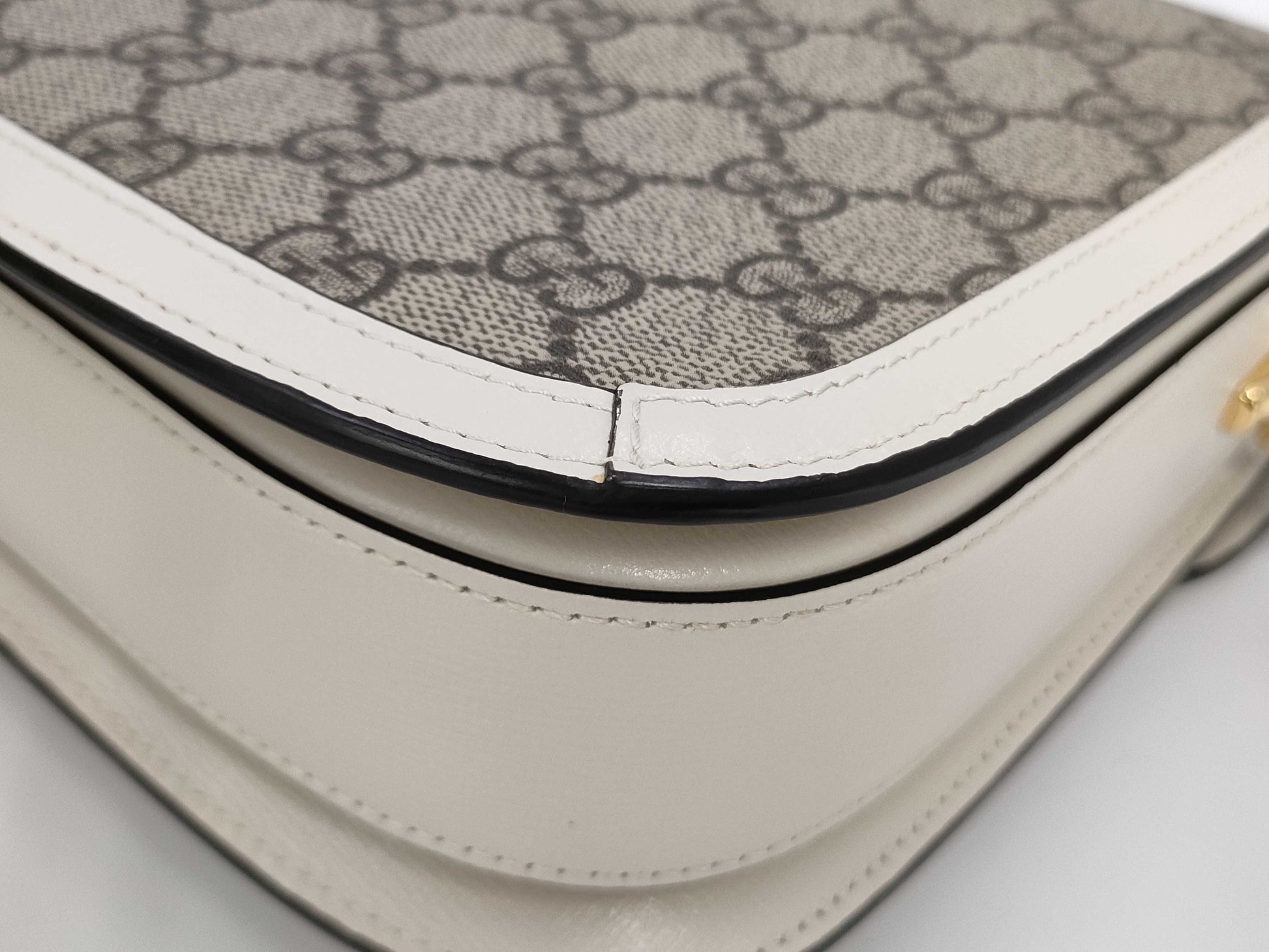 GUCCI Horsebit 1955 GG Supreme PVC and Leather Shoulder Bag