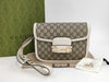 GUCCI Horsebit 1955 GG Supreme PVC and Leather Shoulder Bag
