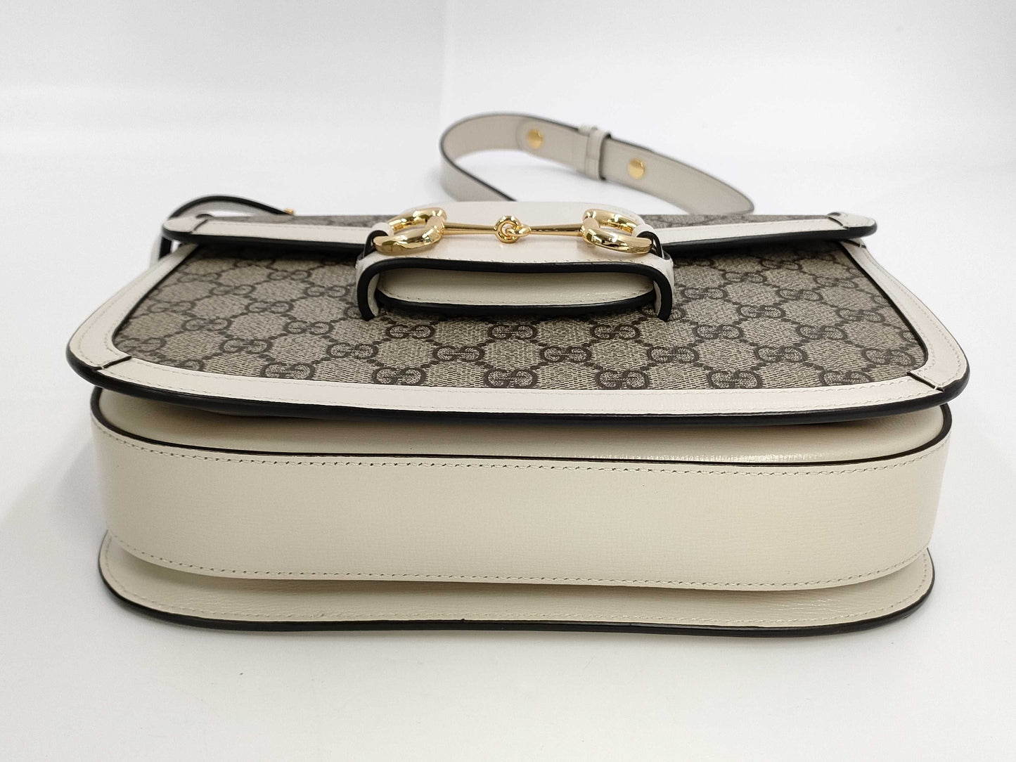 GUCCI Horsebit 1955 GG Supreme PVC and Leather Shoulder Bag