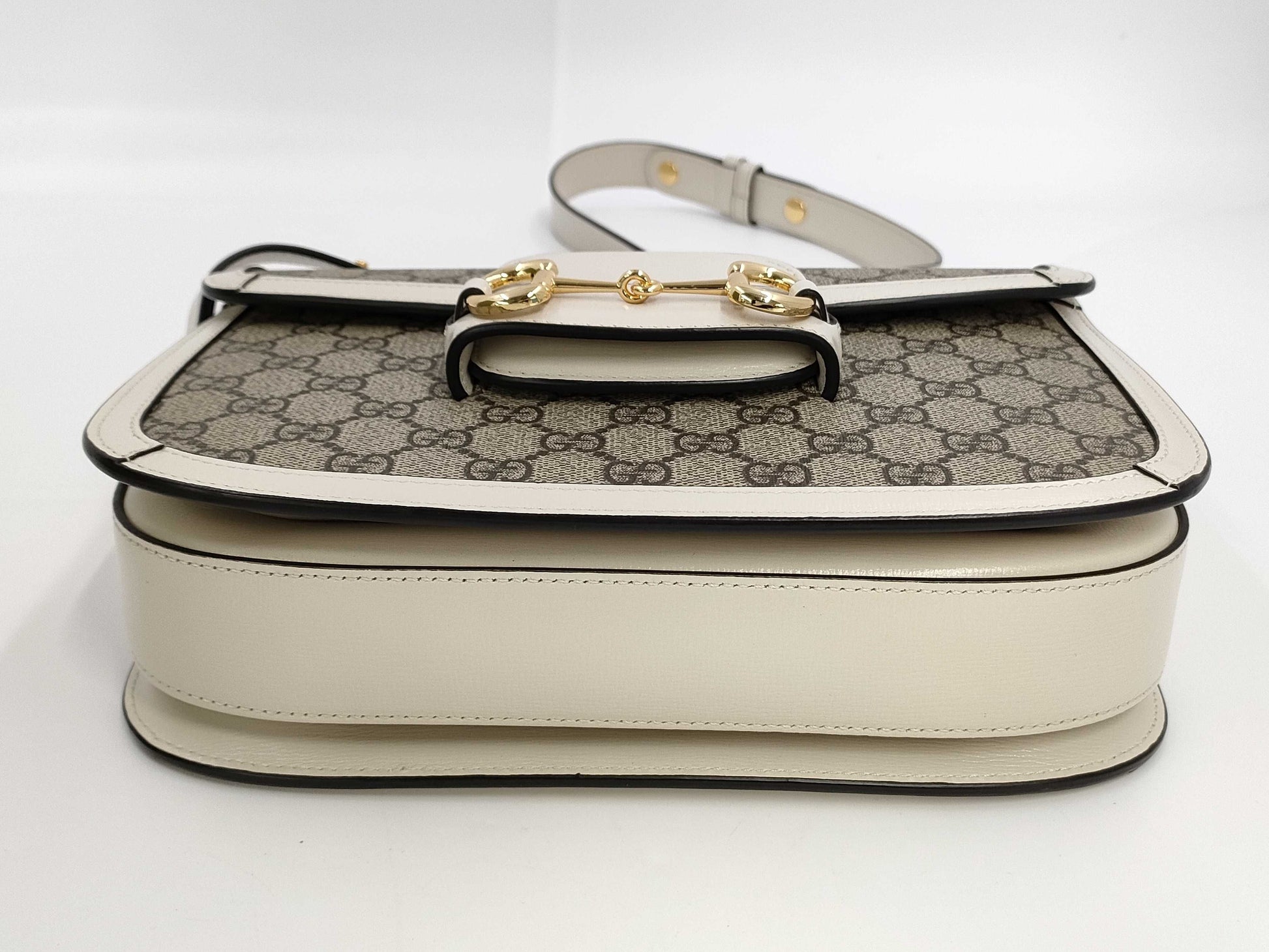 GUCCI Horsebit 1955 GG Supreme PVC and Leather Shoulder Bag