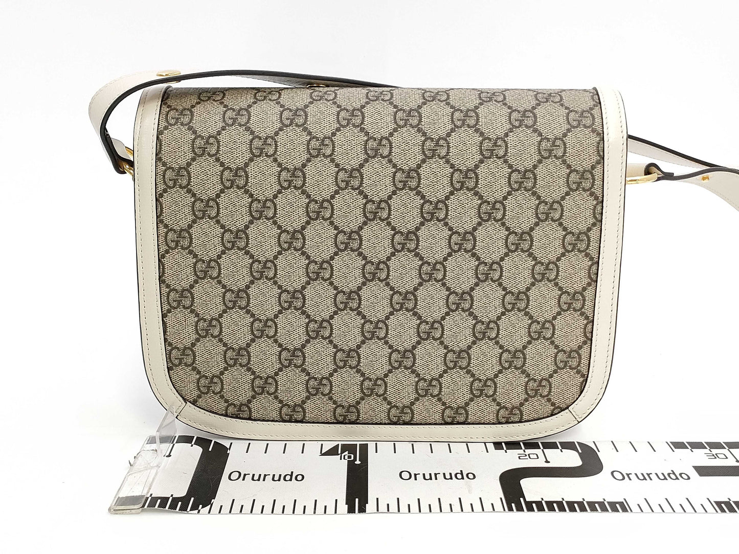 GUCCI Horsebit 1955 GG Supreme PVC and Leather Shoulder Bag