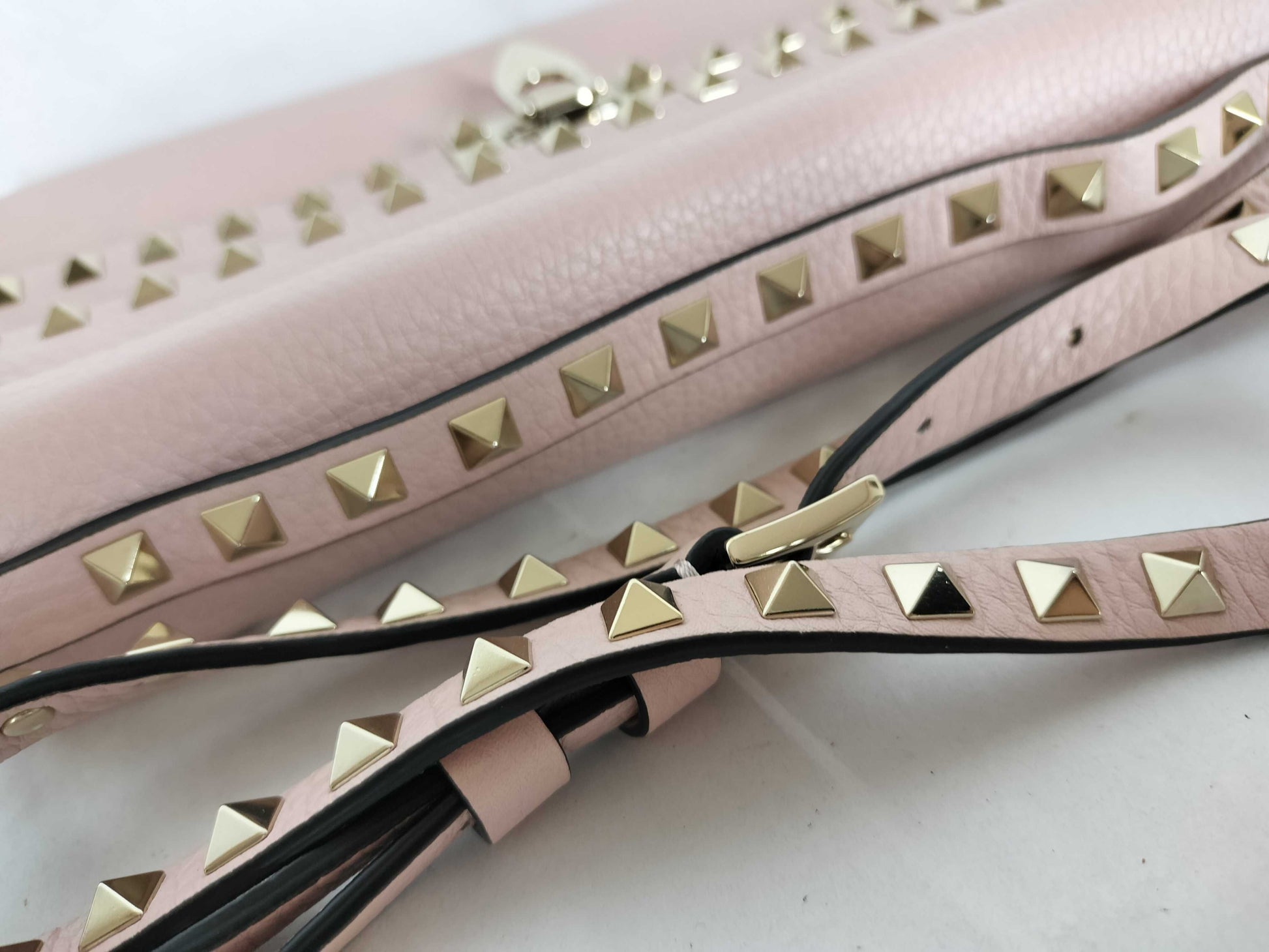 VALENTINO Leather Studded Shoulder Bag, Pink