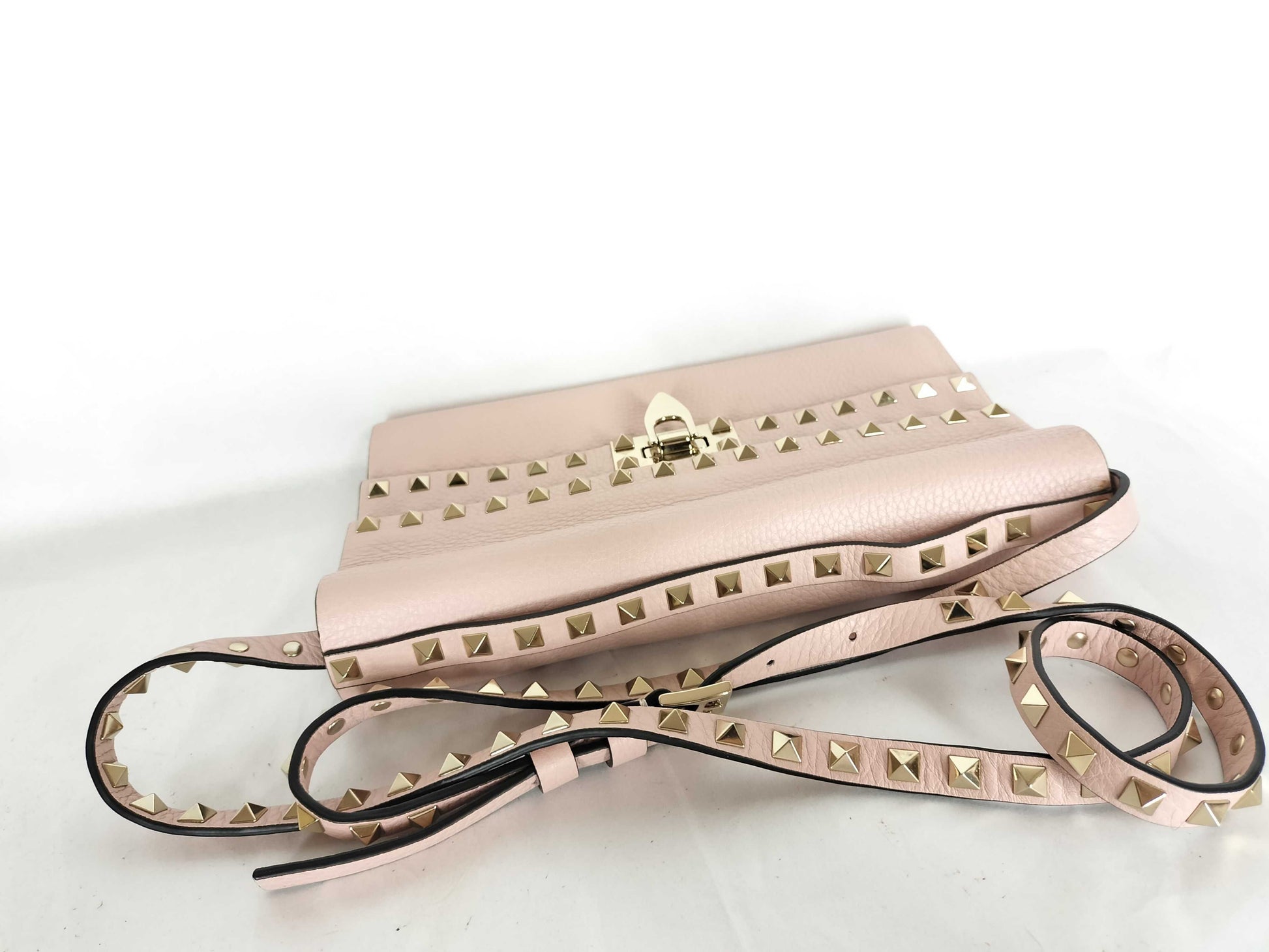 VALENTINO Leather Studded Shoulder Bag, Pink