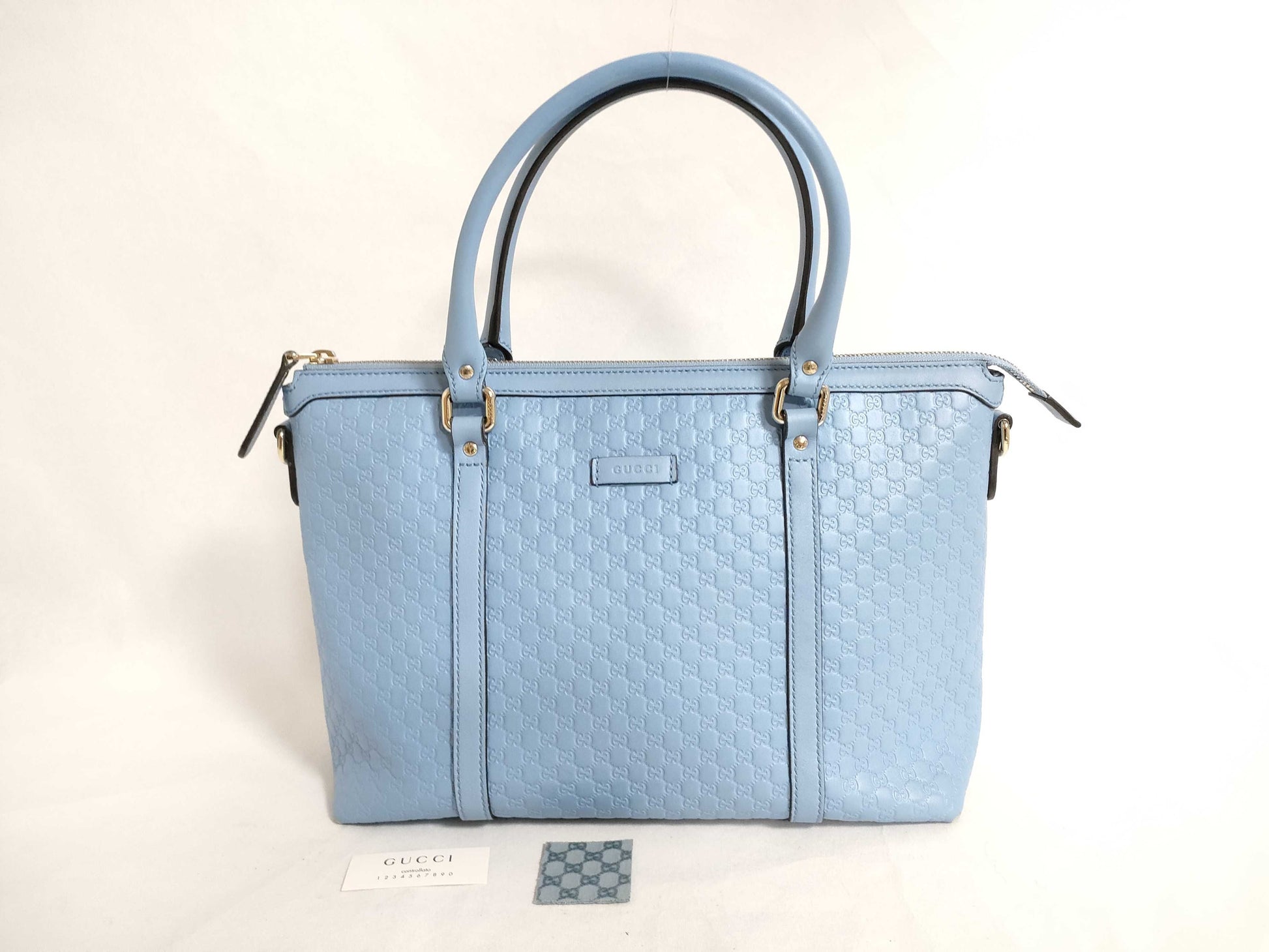 GUCCI Micro GG Tote Bag, Light Blue