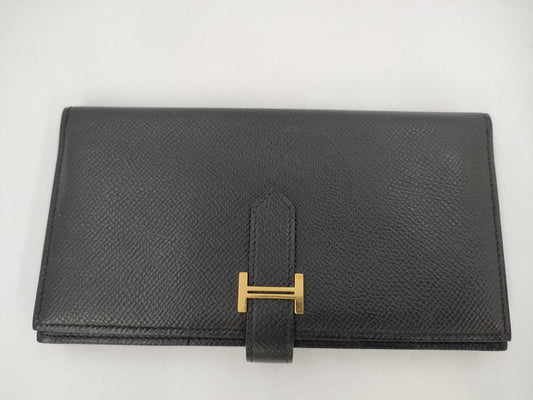 HERMES Long Wallet □P Engraved Wallet