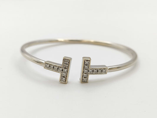 Tiffany&Co. T-Wire Diamond WG Au750 8.4g Bracelet Bangle