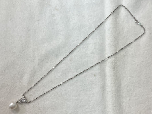 Semi-Round Pearl Diameter Approx. 12.4mm D0.54ct Pt900/850 13.6g Necklace