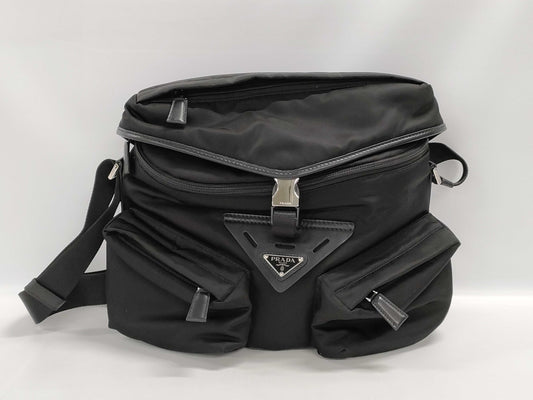 PRADA Re-Nylon Leather Shoulder Bag in Black 2VD062/RFID