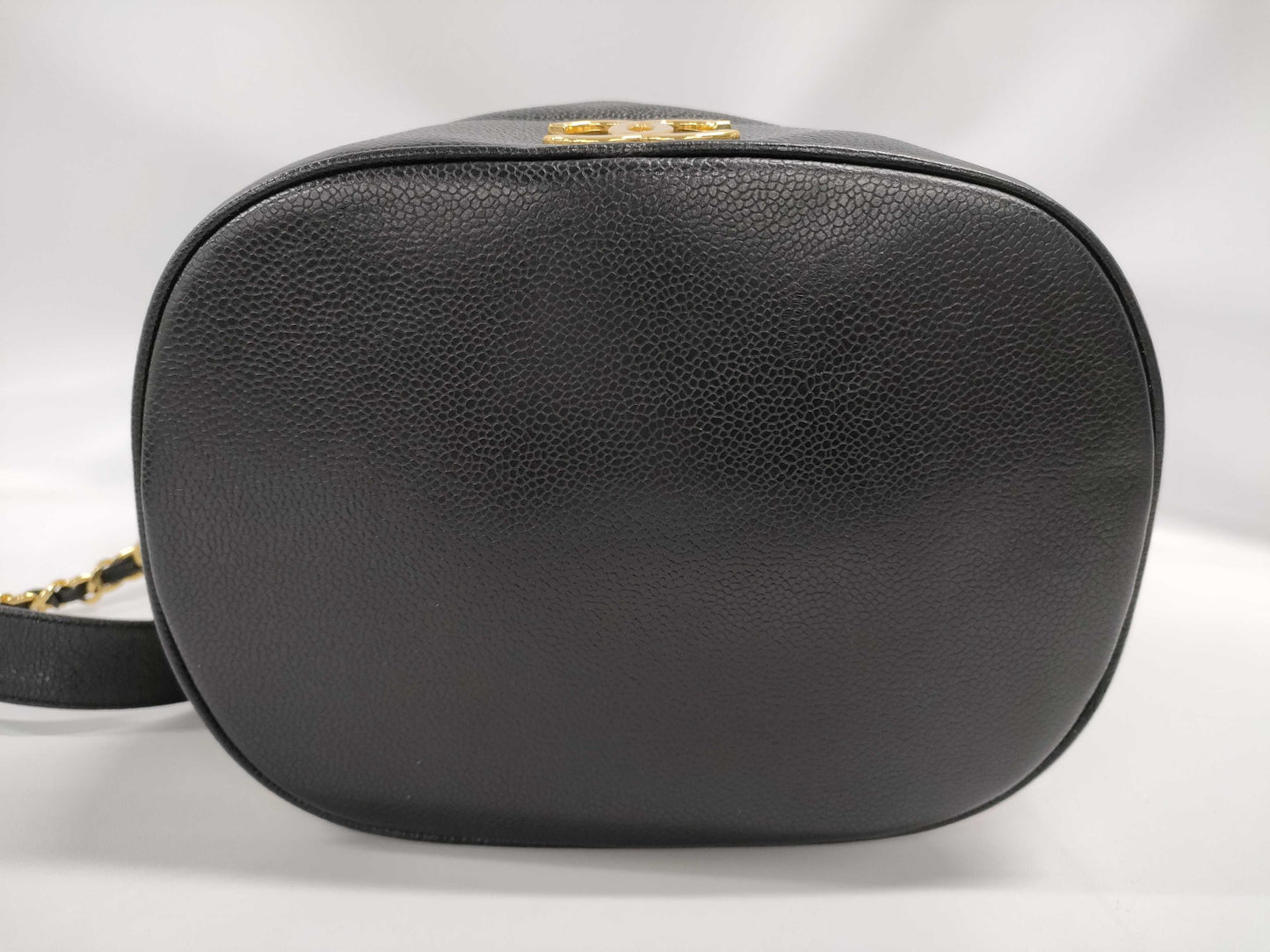 CHANEL Caviar Skin Triple Coco Drawstring Chain Shoulder Bag, Black, G Hardware, No. 2