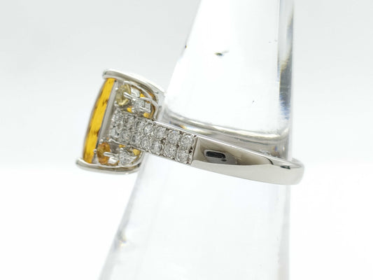 Citrine 5.14ct D0.40ct YB0.12ct C0.12ct PT900 9.2g Ring