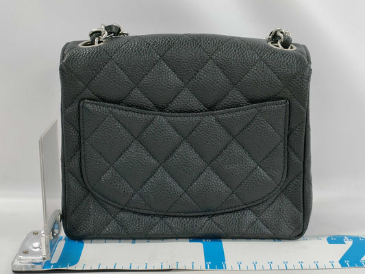 CHANEL Mini Matelasse Shoulder Bag in Caviar Leather with Silver Hardware