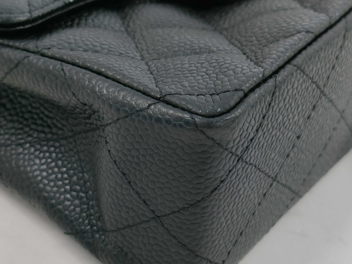 CHANEL Mini Matelasse Shoulder Bag, Caviar Leather, Silver Hardware