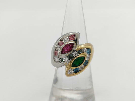 R0.47ct E0.36ct AX0.17ct D1.03ct K18/PT900 19.3g Ring