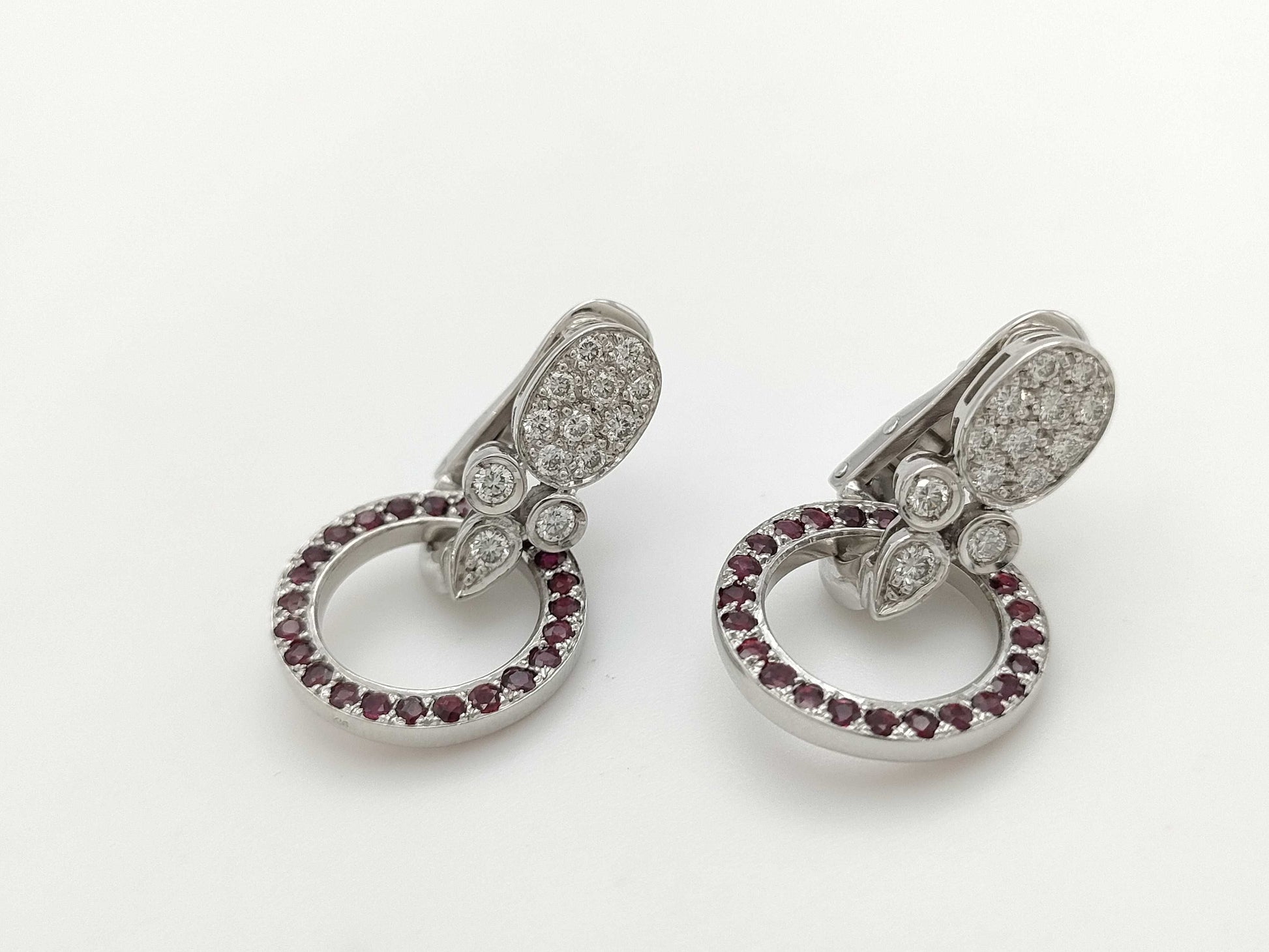 Ruby Diamond K18WG 11.0g Earrings