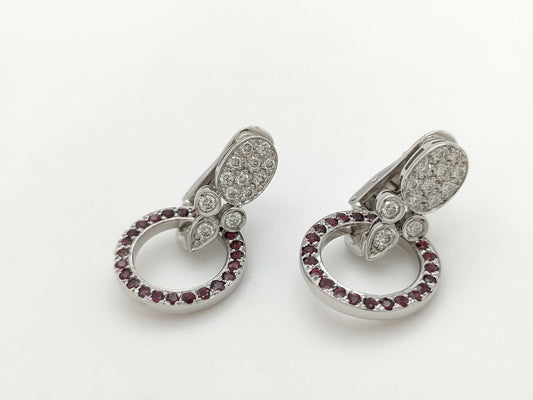 Ruby Diamond K18WG 11.0g Earrings