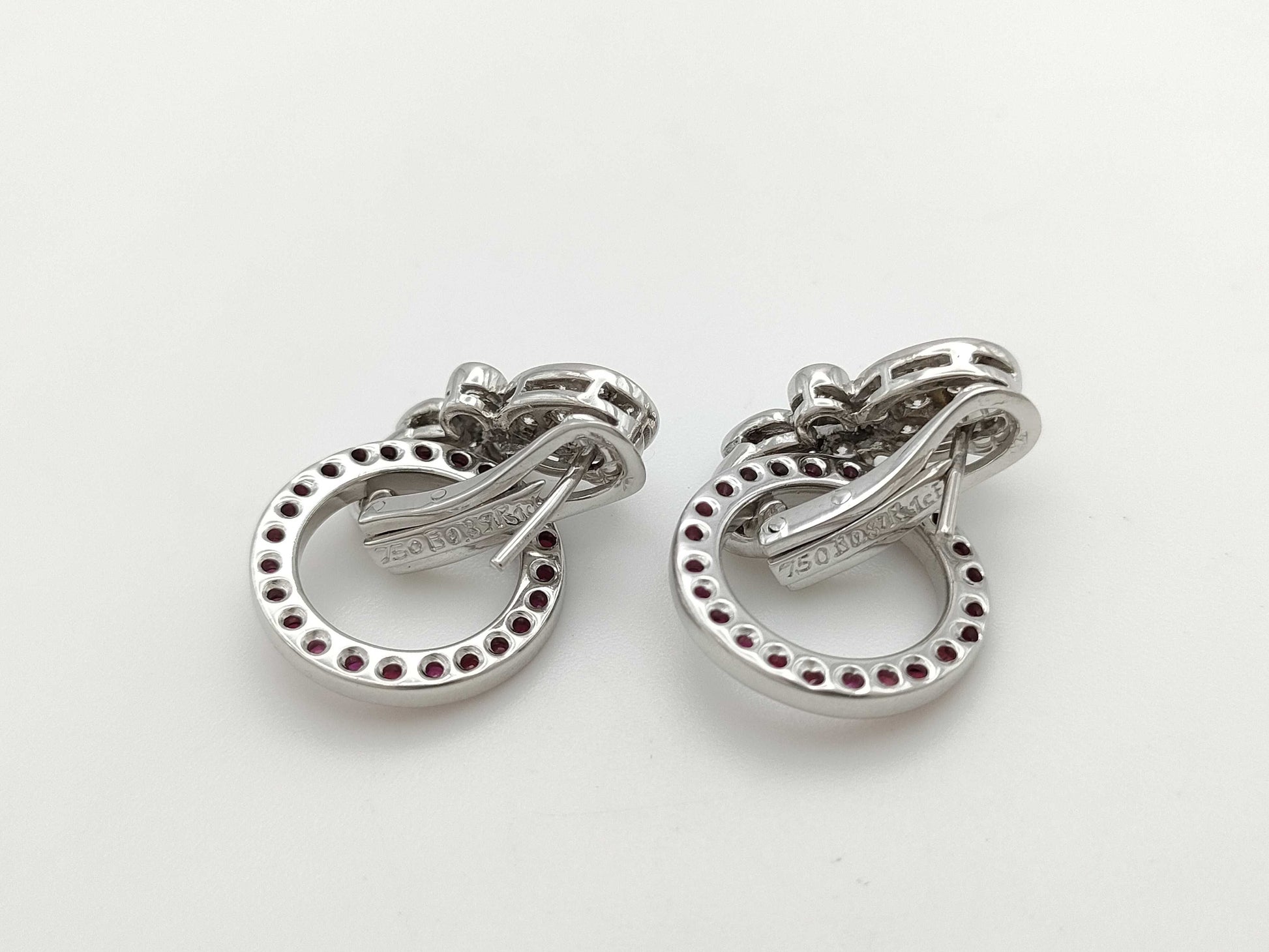 Ruby Diamond K18WG 11.0g Earrings