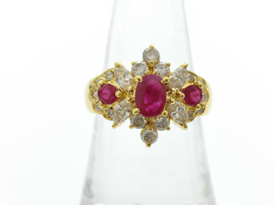 R0.92ct R0.30ct D1.00ct K18 7.0g Ring