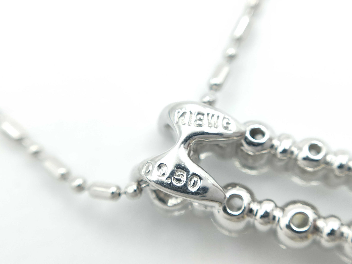 Kashikey R0.78ct R0.49ct D0.50ct K18WG 5.9g Necklace