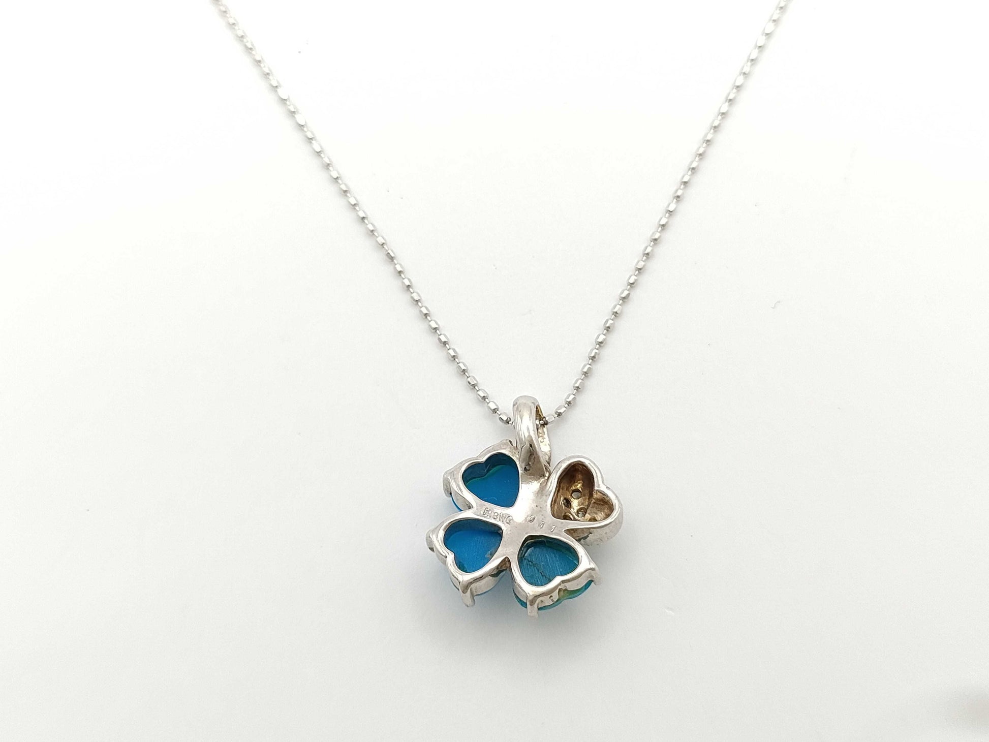 Colored Stone D0.11ct K18WG 4.1g Necklace