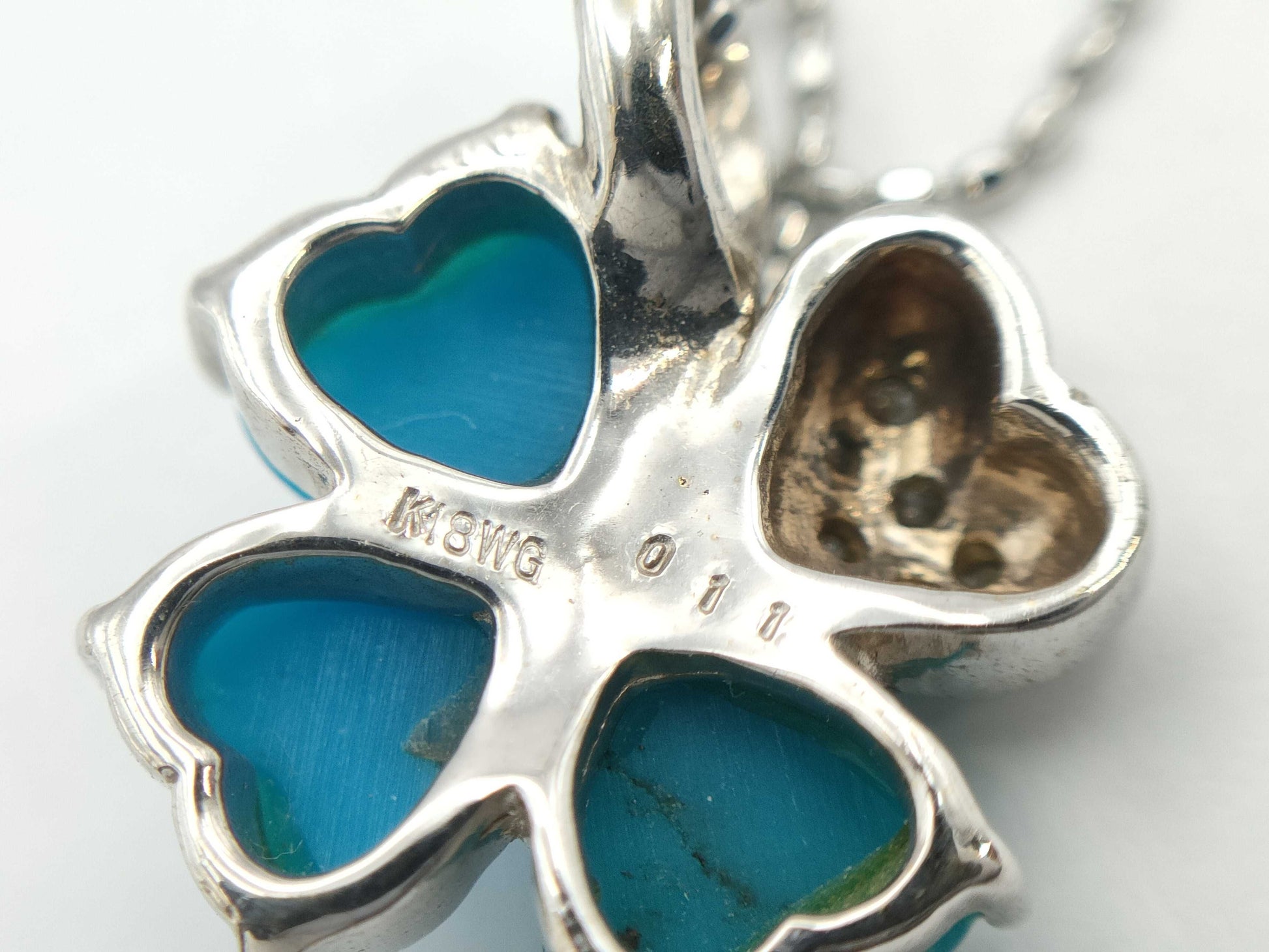 Colored Stone D0.11ct K18WG 4.1g Necklace