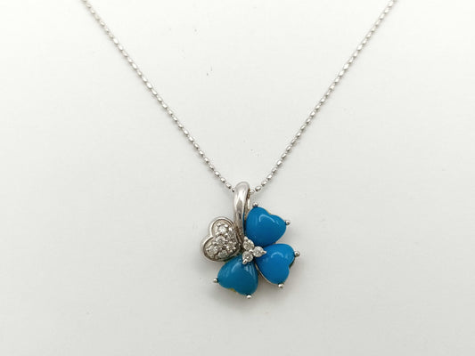 Colored Stone D0.11ct K18WG 4.1g Necklace